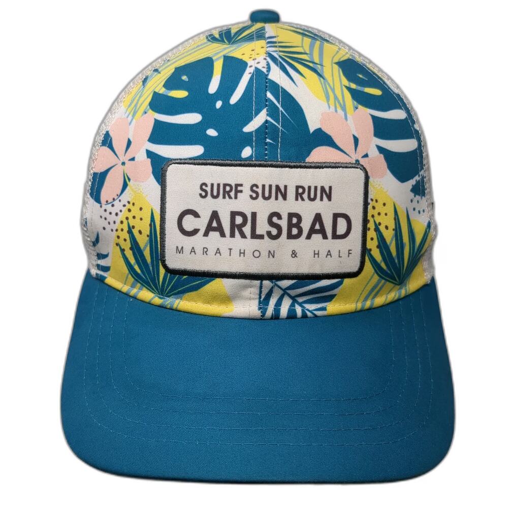 Boco Gear Trucker Hat Blue White One Size Carlsbad Marathon Tropical Floral Hat